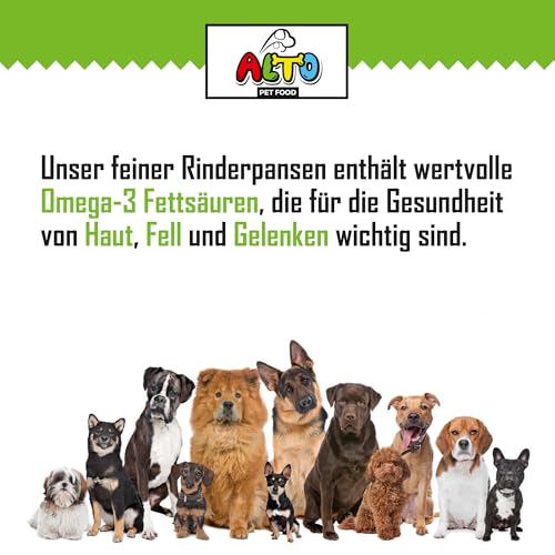 ALTO Getrockneter Rinderpansen für Hunde 400g - 15cm Stücke – Natürlicher Rinder-Pansen für Welpen, kleine und große Hunde - Hergestellt in Österreich