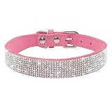 Rhinestone Dog Collar, Cute Dazzling Sparkling Soft Suede Leather Adjustable Pet Dog Cat Collar Crys