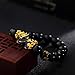 Hicarer 2 Pcs 12 mm Feng Shui Good Luck Bracelets Chinese Bracelet Carved Black Amulet Bead Pi Xiu for Attracting Wealth Good Luck (Two Thermochromism One Golden)