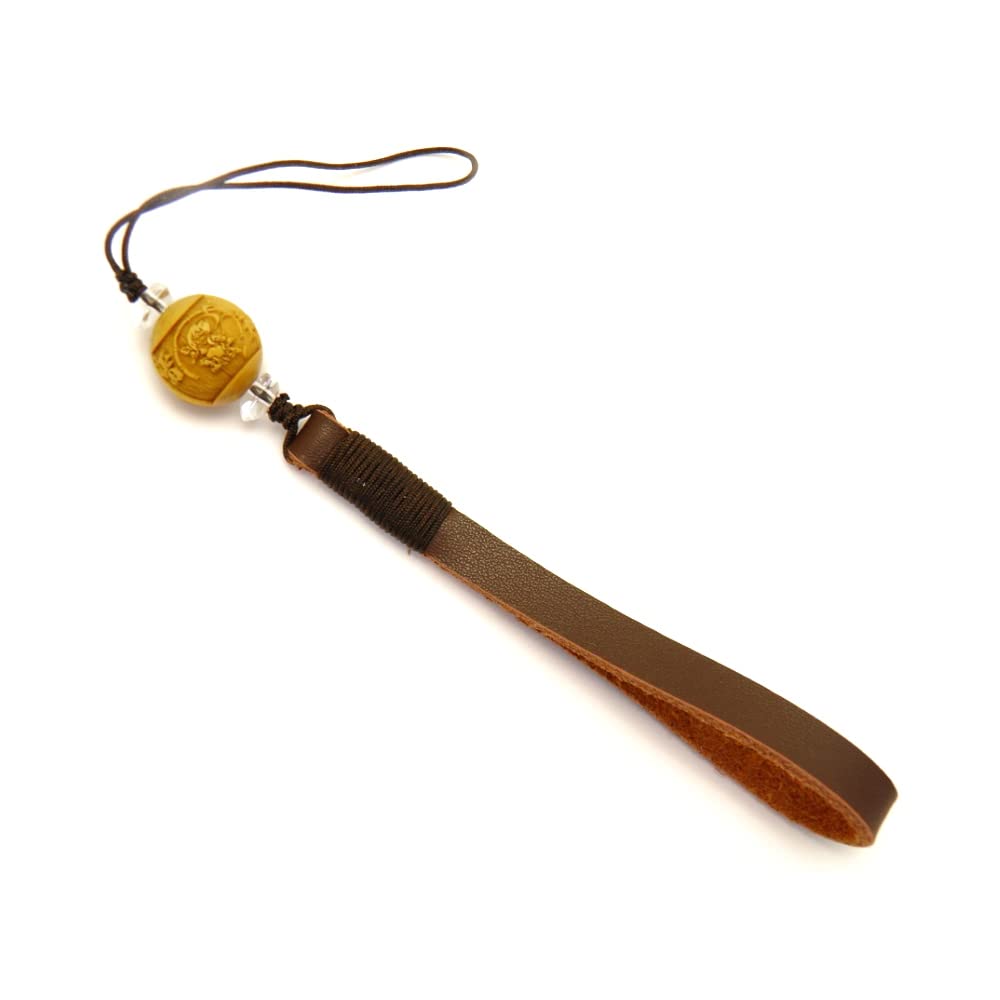 Amazon.co.jp: 風神雷神 柘植玉 彫刻 15mm 革紐ストラップ : ホーム