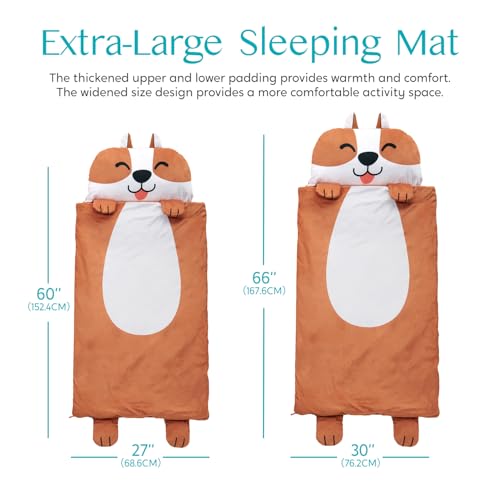 JOIEDOMI Hund 60\ x 39\ Schlafsack für Kopfkissen Reißverschluss mit Kissen und Decke–Kinder ab 3 Jahren – Kinderschlafsack – für Jungen und Mädchen im Kindergarten