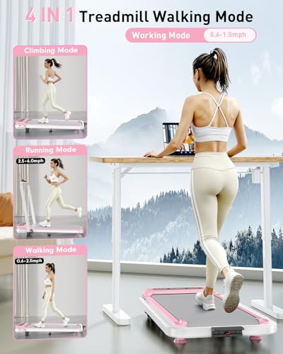 Foldable Treadmill with 10% Incline, Upgrade 3.5HP Low Noise Walking Pad Treadmill with Handle Bar, Trisomy 4 in 1 Portable Under Desk Treadmills for Home/Office, 350Lbs Capacity, APP & Remote Control - Thumbnail 4