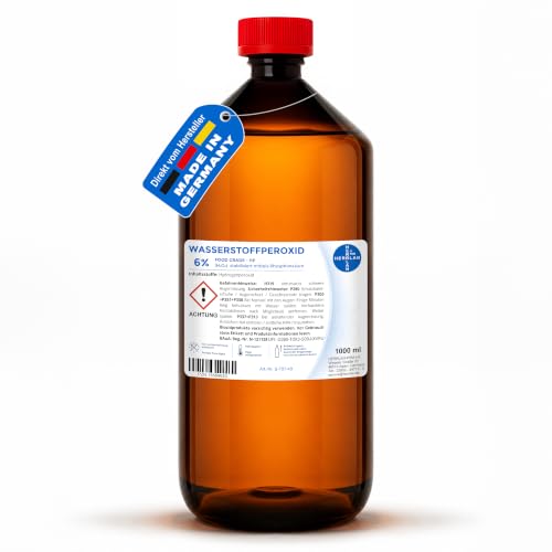 HERRLAN Wasserstoffperoxid 6% stabilisiert 1 Liter - FOOD GRADE HO Lösung - Für Wasserpflege Reinigung & technische Anwendungen - BAuA N-121128 - Made in Germany - MHD 12 Monate