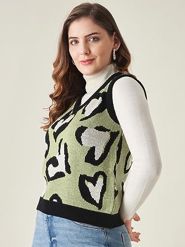 Image of Modeve Printed V Neck Sleeveless Sweater for Women||Winterwear||