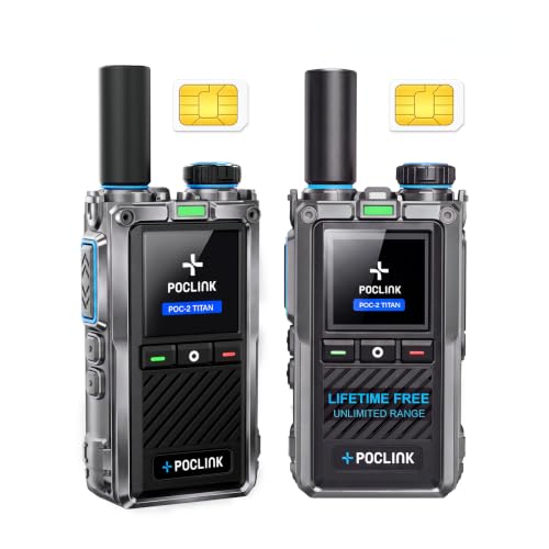 Lifetime Free Global Walkie Talkies Long Range Two Way POC Radios, Rugged & Shockproof Radios with Noise Reduction, Poclink POC-2-Titan Unlimited Range PTT 4G LTE Radios for Team, Family, Logistics
