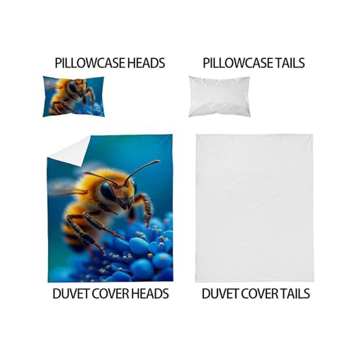 Housse de couette abeille single 135x200 microfibre pour lit garçon - 5