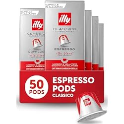 illy Espresso Compatible Capsules, Coffee Pods for Nespresso Original Line Machine, Classico Medium Roast, 100% Arabica, Premium Italian Coffee, Single Serve, 10 Count, 5 Pack