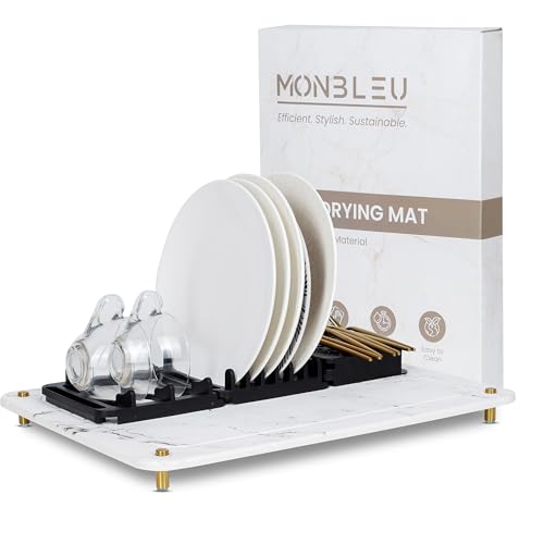 Monbleu DISH DRYING MAT For Kitchen Counter,Diatomaceous Earth Quick Drying Stone Mat For Kitchen Sink With Dish Drying Rack,Non Slip Stone Drying Tray cover