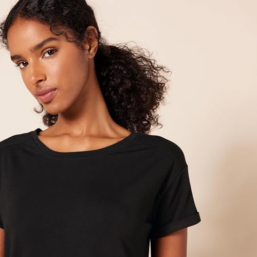 Amazon Essentials Camiseta Studio ligera, holgada y con cuello redondo (disponible en tallas grandes) Mujer, Negro, XL