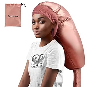 TEPENAR Bonnet Hair Dryer Attachment: Upgraded Extra Large Adjustable Hair Dryer Cap – Easy to Use for Natural Curly Textured Hair Care Styling Fast Drying – Rose Gold
