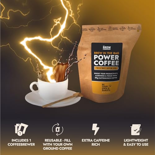 Extra Starker Kaffee Gemahlen mit Hohem Koffeingehalt - 1 Coffeebrewer mit Natürlichem Starkem Kaffee | Brauen & Genießen Sie Jederzeit & Überall | Strong Coffee für Camping, Sportler & Gamer