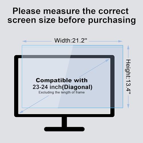 Image of 23-24 Inch Blue Light Filter for Computer Monitor, Computer Screen Blue Light Blocker Panel for 23, 23.6, 23.8, 24 Inch Diagonal Widescreen Desktop PC iMac Monitor, HD Not Anti-Glare