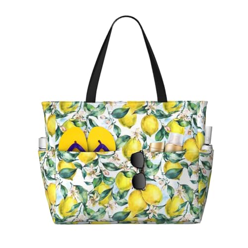Sac de plage grand format citron jaune pour vos sorties d'été au soleil