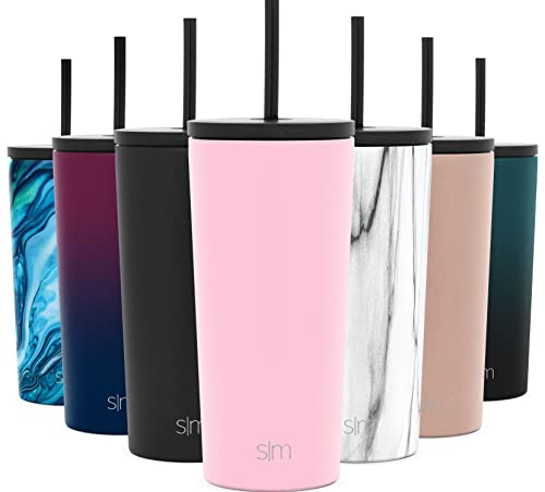 Simple Modern Insulated Tumbler with Lid and Straw | Iced Coffee Cup Reusable Stainless Steel Water Bottle Travel Mug…