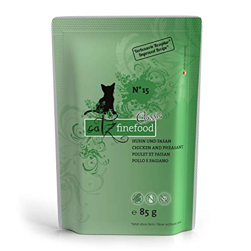 catz finefood N° 15 Huhn & Fasan Feinkost Katzenfutter nass, verfeinert mit Quinoa & Kresse, 8 x 85g Beutel