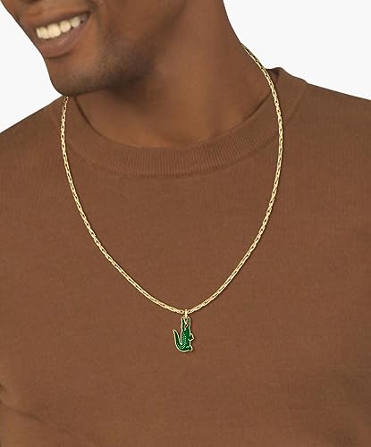 Lacoste Men's Arthor Jewelry Necklace, Stainless Steel, Rectangular Box Chain Necklace, Reversible Pendant, Fashionable4