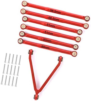 RZXYLRC Aluminum Alloy Suspension Rod Links Set for Axial SCX24 C10 1/24 RC Crawler Car Upgrade Parts (Red)