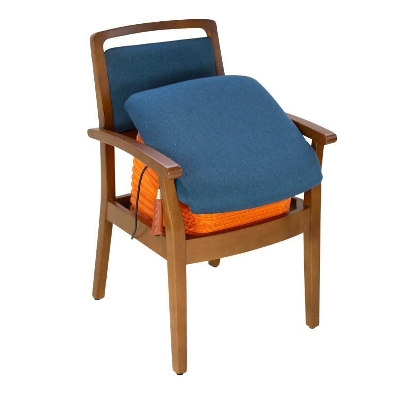APLOS Chaise releveuse électrique sur Batterie Marguerite - Bleu/Bois foncé - 54,5 cm