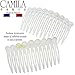 Camila Paris CP2900/2 French Hair Side Comb Small Rounded, White French Twist Hair Combs Decorative, Strong Hold Hair Clips for Women Bun Chignon Up-Do Styling Girls Hair Accessories, Made in France