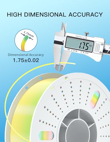Image of PINBALL Silk Rainbow PLA 3D Printer Filament 1.75mm, Shiny Multicolor Fast Color Changing PLA Filament, 3D Printing Filament Dimensional Accuracy + /- 0.02mm, 8 KG 8 Colors