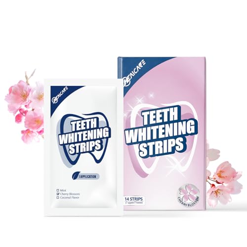 HealCare Whitening Strips, Teeth Whitening Strip, 14 Strips for Sensitive Teeth, Professional and Safe Teeth Whitening Kit Cherry Blossom, 7 Treatments
