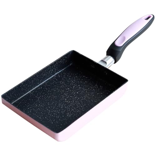 TOYANDONA Sartén Tamagoyaki Antiadherente Cuadrada Japonesa para Inducción, Sartén para Tortillas y Huevos, Revestimiento Libre de Químicos, Mango Baquelita, Utensilio Color Aleatorio