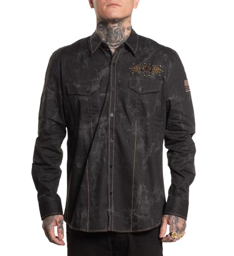Affliction Men's Button Down Woven Cosmic Logic2