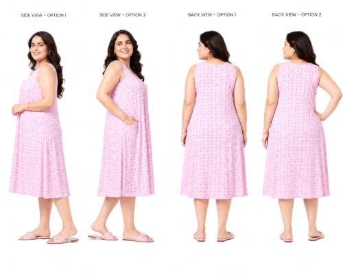 Image of Onekbhalo Women Cotton Night Dress Printed Culf Length Night Gown Short Nighty
