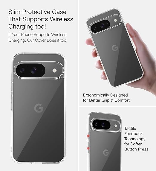 Image of JANAK RAJ Hard Crystal Clear Back Case Cover Compatible with Google Pixel 9 / Pixel 9 Pro 5G | Thin 100% Transparent Clarity Non Yellowing Ultra Light Weight Scratch Resistant Polycarbonate