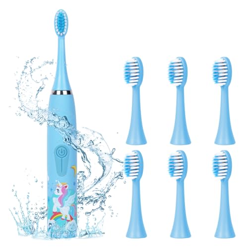 Vicloon Kids Electric Toothbrush,Rechargeable Childrens Electric Toothbrush with 6 Replaceable Brush Heads,Timer 4 Modes, 18000 Strokes,Ipx6 Waterproof,Soft Bristles, Gentle on Teeth & Gums(Blue) - Image 9