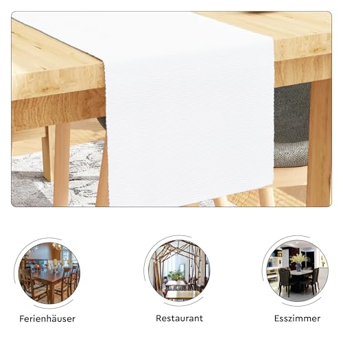Encasa XO Tischläufer, Feinripp Baumwolle, Modern 13"x94" – Ansicht 4
