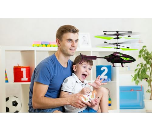 Image of Toy Plastic Helicopter Remote Control Helifor 6 + Years Boys Indoor and Outdoor Helicopter, Palm Sensing Helicopteer with led Lights (Pack of 1) (Blackgreen)