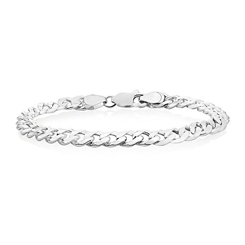 Sterling Silver Italian Curb Cuban Link Chain Bracelet for Men 7.5MM 8MM 9.2MM- 925 Sterling Silver Bracelet For Men, Silver Cuban Link Chain (9.2MM- 8 inch)