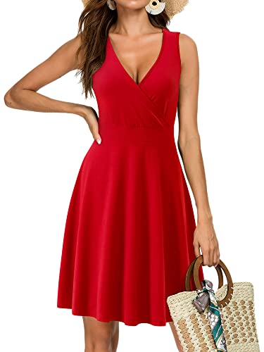 MSBASIC Strandkleid Rotes Kleid Sommerkleid Damen Elegant Kleid Sommer Damenkleider Elegant Klein, Rot Cover