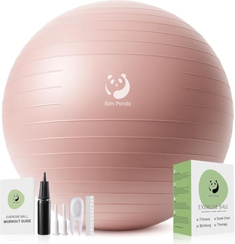 Slim Panda Ballon Pilates, 55-85cm Anti-Slip Ballon de Gymnastique avec Paille de Gonflage, Soft Yoga Ball Équilibre pour Seniors Thérapie, Maison, Fitness,...