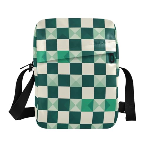 KLL Gingham Jade Cream mens messenger bag Vegan Leather cross body bag for woman Shopping Shoulder Hand Bags