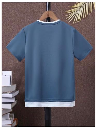 Verdusa Boy's Round Neck T Shirt Short Sleeve Summer 2 in 1 Tee Tops2