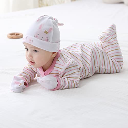 Mamimaka Baby Girls Caps Mittens And Thick Warm Socks Cotton Newborn Essentials Accessories (Hats+Gloves+Terry Socks),0-6 Months #TOP4