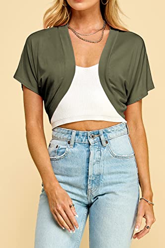 Image of Lock and Love Women's Versatile Open Front Lightweight Short Sleeve Bolero Shrug