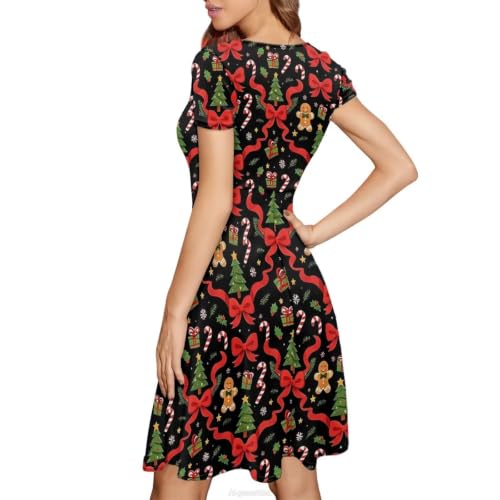 Image of POLERO Sunflower Dress for Women Floral Summer Dresses Short Sleeve Casual Sundresses Midi Dresses
