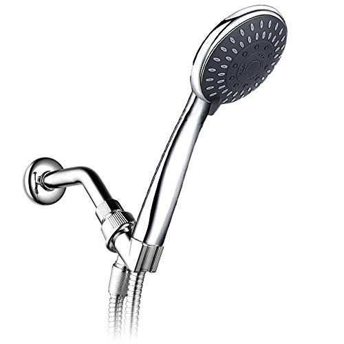 Image of ALTON SHR20960 ABS 5-Function Chrome Finish Polished 4inch Shower Head with SS-304 Grade 1.5 Meter Hose Pipe, Adjustable Bracket and Arm (Silver)