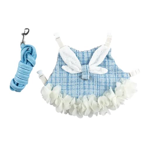 Image of Bunny Rabbit Ferret Harness and Leash Set, Bunny Clothes for Rabbits, Small Animal Guinea Pig Dress Clothes for Kitten Ferret Chihuahua Puppy Mini Dog and Small Animals Harnesses (S, Blue)