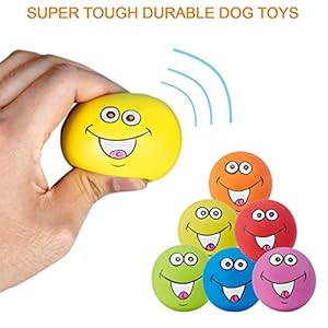   Squeaky-Dog-Toys-Chewing-Durable-Teething-Latex-Rubber-Soft-Interactive-Fetch-Play-Dog-Balls-with-Funny-Smile-Face-for-Puppy-Small-Medium-Pet-Dog-6PCS