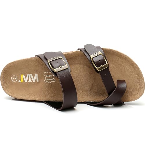 WTW Men's Cork Footbed Sandals Slip on Beach Slide Slipper Shoes with Adjustable Metal Buckle Strap for Men Causal Style3