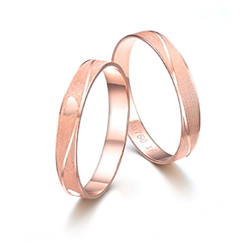 Bague de mariage en or rose 18K pour couple élégant