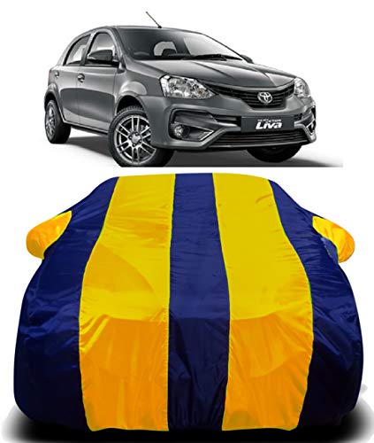 Image of Waterproof Car Cover with Ultra Surface Body Protection (Yellow Stripes) (Toyota Etios Liva)