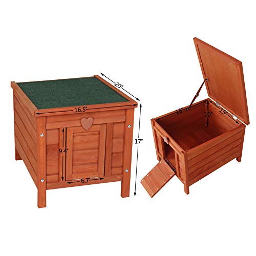 ROCKEVER Feral Cat Condo for Outdoor Cats Insulated, Wooden Bunny House Outdoor Autumn Blonde