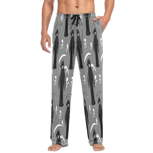 Qilmy Black Cloaks Men's Cotton Pajama Pants, Lightweight Lounge Sleepwear with Drawstring and Pocket