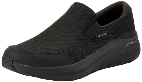 Skechers Arch Fit 2.0 Vallo Slip-On para Hombre, Piel de Malla Negra, 43 EU