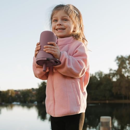 Image of BruMate Leap 12oz 100% Leakproof Kids Tumbler with Handle and Silicone Soft Straw | Drop Resistant Silicone Sleeve | For Kids 4+ | Insulated Stainless Steel | Cup Holder Friendly | 12oz (Zebra)